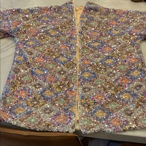 Oversized Sequin Open Cardigan